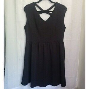 Dark Academia Dress Sleeveless Pleated Fit & Flare Stretch Women's Size XL